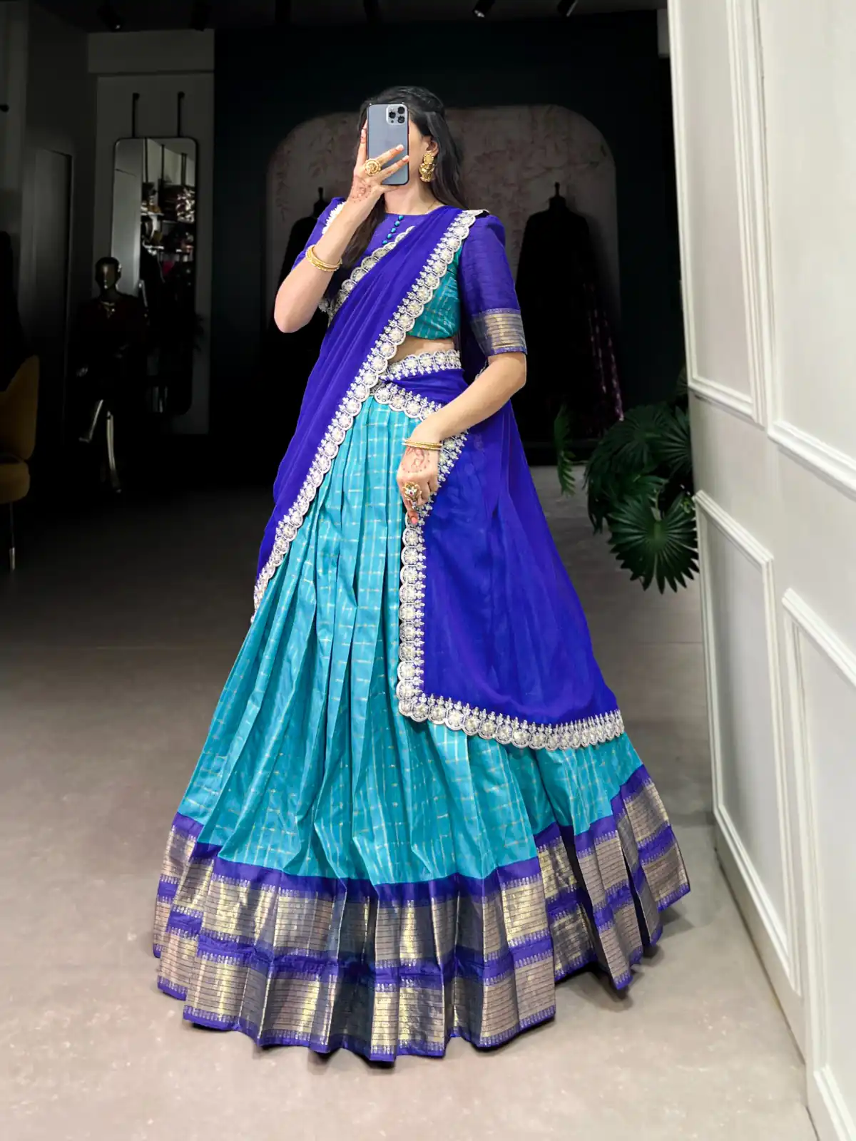Blue Zari Chex Weaving Work Lehenga Choli | Lehenga, Bollywood Lehenga, Creative Lehenga, Designer Lehenga, Embroidered Lehenga, Party Wear Lehenga