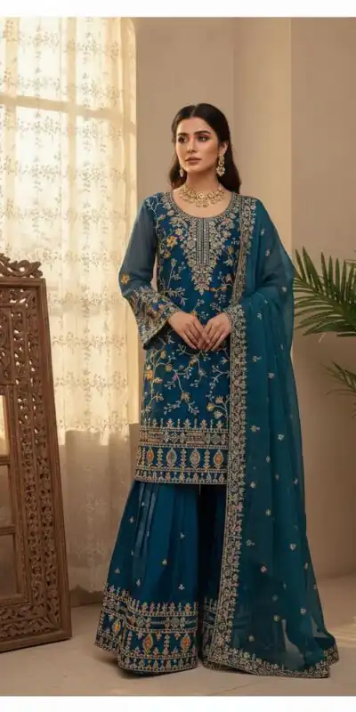 Blue Zimmy Choo Embroidery Work Salwar Suit | Jump Suits, Salwar suit, Casual Suits, Creative suits, Designer Suits, Palazzo Suits, Party Wear Suits, Patiala Suits, Straight Suits