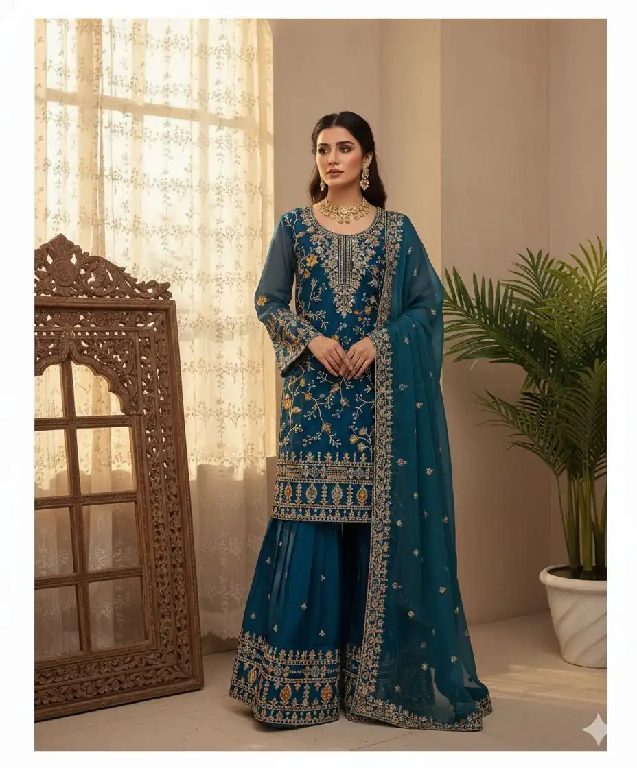 Blue Zimmy Choo Embroidery Work Salwar Suit | Jump Suits, Salwar suit, Casual Suits, Creative suits, Designer Suits, Palazzo Suits, Party Wear Suits, Patiala Suits, Straight Suits