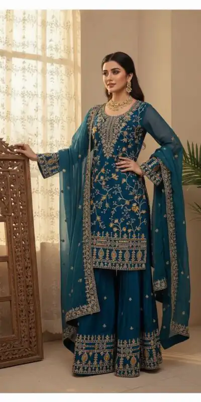 Blue Zimmy Choo Embroidery Work Salwar Suit | Jump Suits, Salwar suit, Casual Suits, Creative suits, Designer Suits, Palazzo Suits, Party Wear Suits, Patiala Suits, Straight Suits