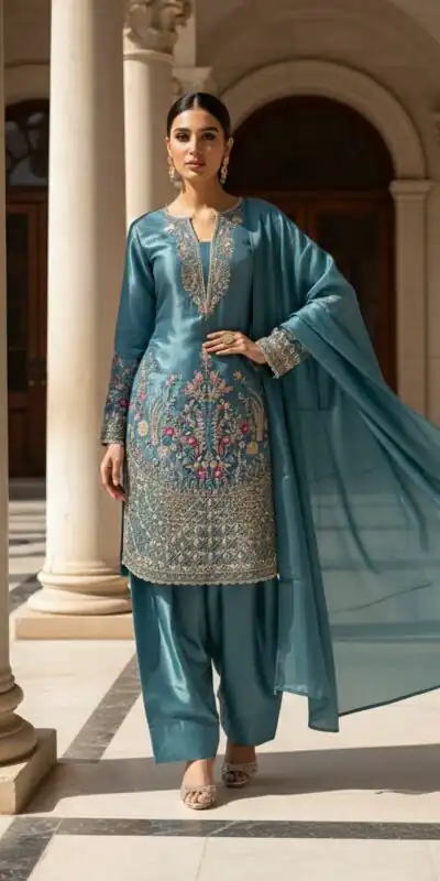 Blue Zimmy Choo With Embroidery Work Salwar Suit | Jump Suits, Salwar suit, Casual Suits, Creative suits, Designer Suits, Palazzo Suits, Party Wear Suits, Patiala Suits, Straight Suits