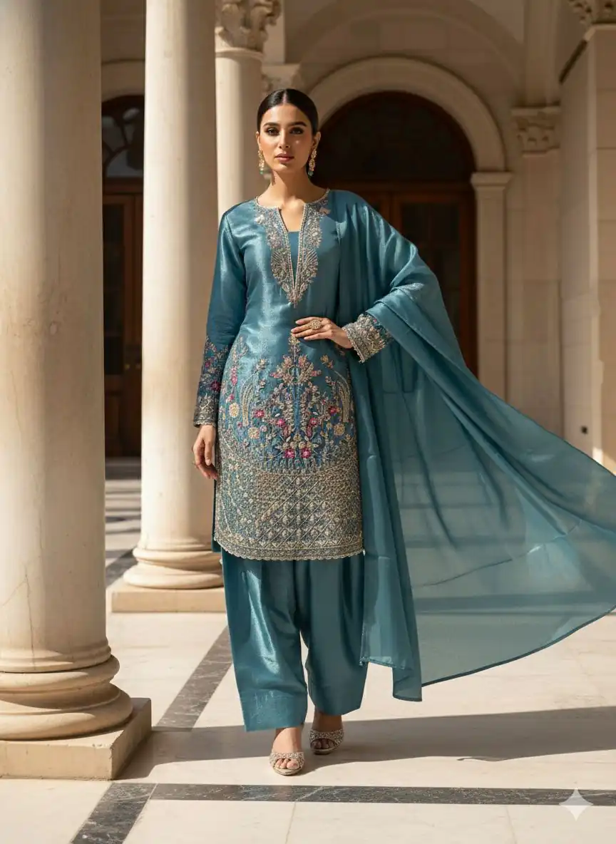 Blue Zimmy Choo With Embroidery Work Salwar Suit | Jump Suits, Salwar suit, Casual Suits, Creative suits, Designer Suits, Palazzo Suits, Party Wear Suits, Patiala Suits, Straight Suits