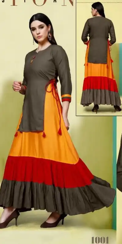 Brown 14 kg Rayon With Plain Gown | Jump Suits, Salwar suit, Casual Suits, Creative suits, Designer Suits, Palazzo Suits, Party Wear Suits, Patiala Suits, Straight Suits