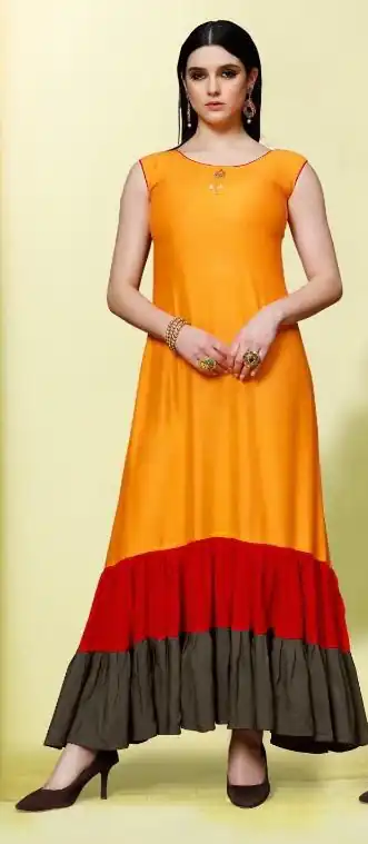 Brown 14 kg Rayon With Plain Gown | Jump Suits, Salwar suit, Casual Suits, Creative suits, Designer Suits, Palazzo Suits, Party Wear Suits, Patiala Suits, Straight Suits