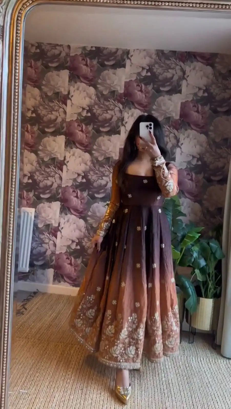 Brown Chinon Silk Thread Work Salwar Suit | Jump Suits, Salwar suit, Casual Suits, Creative suits, Designer Suits, Palazzo Suits, Party Wear Suits, Patiala Suits, Straight Suits