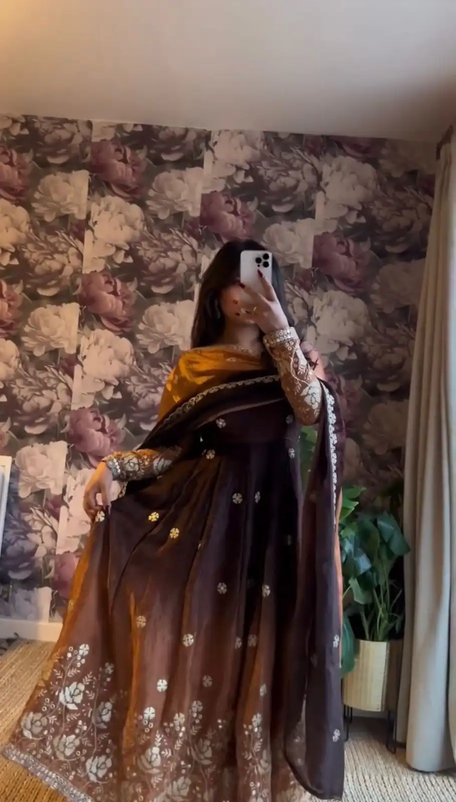 Brown Chinon Silk Thread Work Salwar Suit | Jump Suits, Salwar suit, Casual Suits, Creative suits, Designer Suits, Palazzo Suits, Party Wear Suits, Patiala Suits, Straight Suits