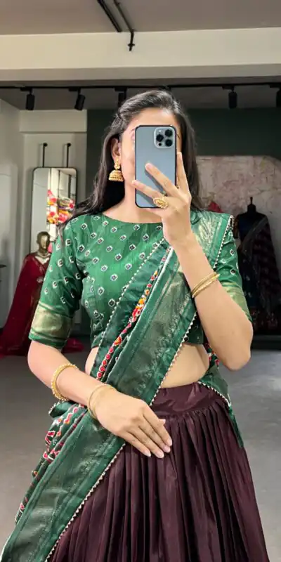 Brown Dola Silk Patola Print Foil Work Lehenga Choli | Lehenga, Bollywood Lehenga, Creative Lehenga, Designer Lehenga, Embroidered Lehenga, Party Wear Lehenga
