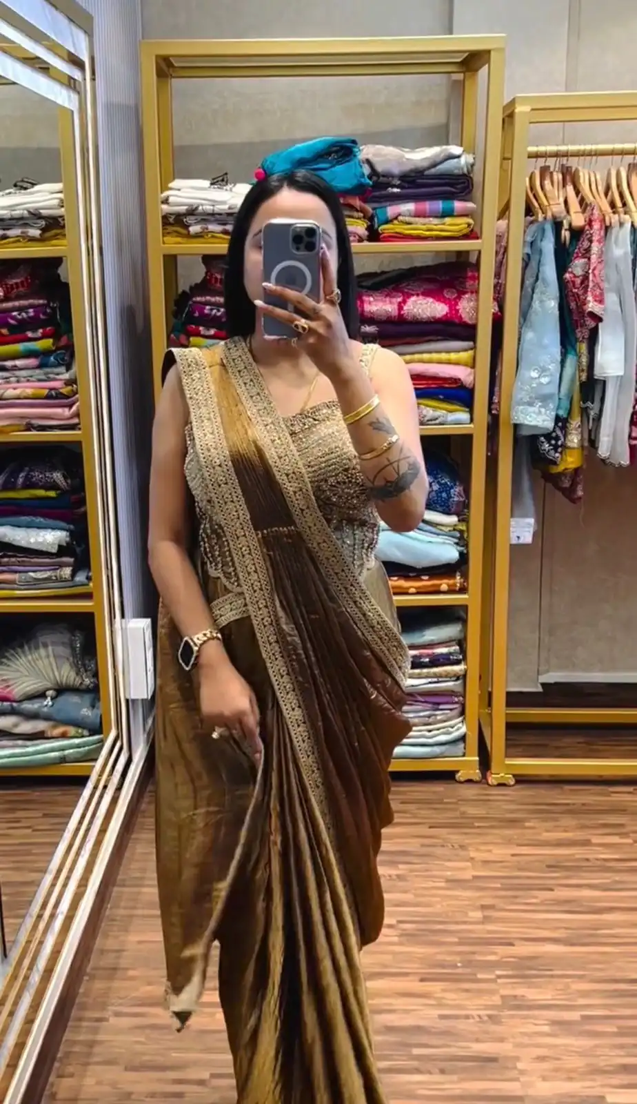 Brown Fandy Satin Lace Embroidery Work Saree | Sarees, Bollywood Sarees, Creative Sarees, Designer Sarees, Embroidered Sarees, Ethnic Saree, Modern Digital sarees, Party Wear Sarees