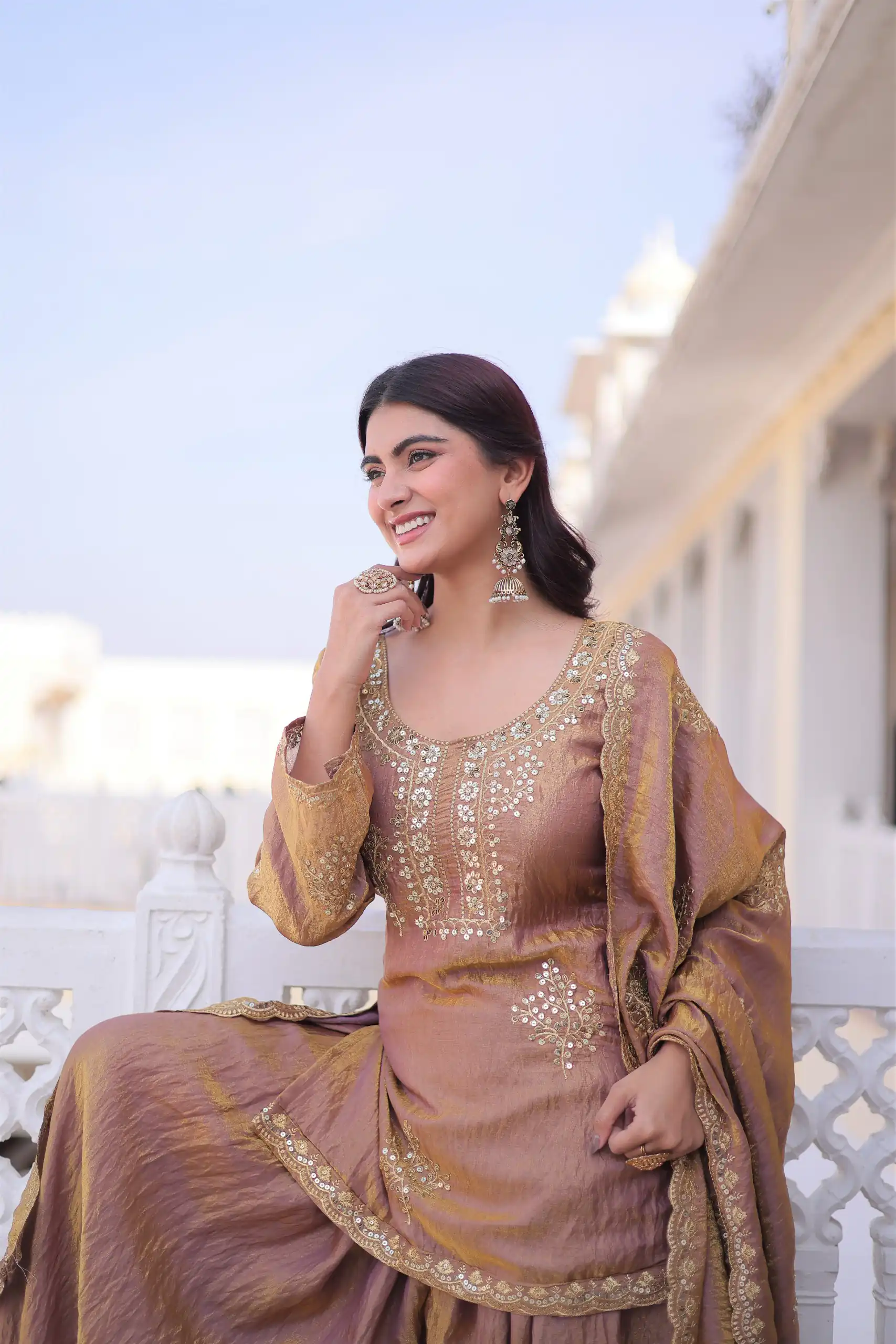 Brown Fendi Crush Zari Embroidery Work Salwar Suit | Jump Suits, Salwar suit, Casual Suits, Creative suits, Designer Suits, Palazzo Suits, Party Wear Suits, Patiala Suits, Straight Suits