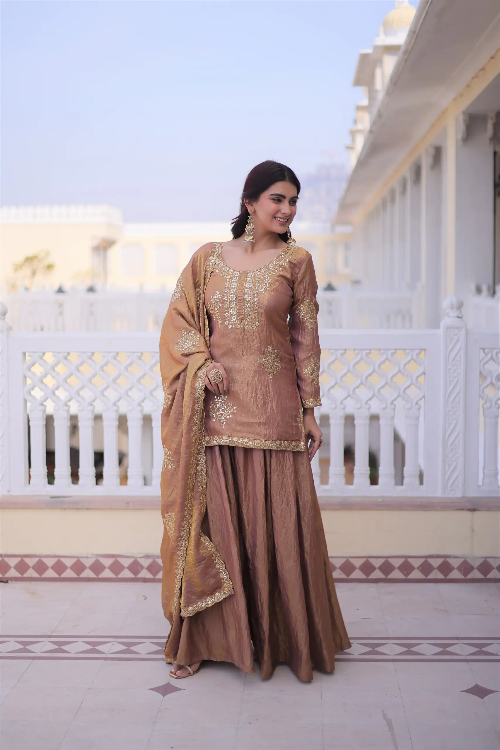 Brown Fendi Crush Zari Embroidery Work Salwar Suit | Jump Suits, Salwar suit, Casual Suits, Creative suits, Designer Suits, Palazzo Suits, Party Wear Suits, Patiala Suits, Straight Suits