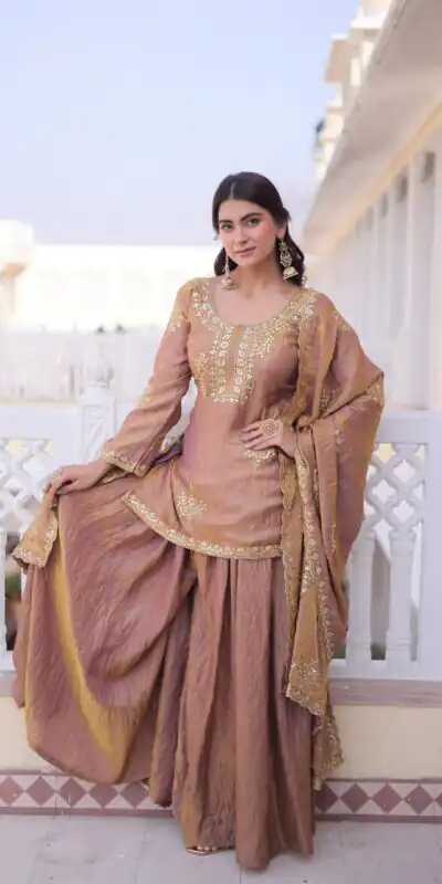 Brown Fendi Crush Zari Embroidery Work Salwar Suit | Jump Suits, Salwar suit, Casual Suits, Creative suits, Designer Suits, Palazzo Suits, Party Wear Suits, Patiala Suits, Straight Suits