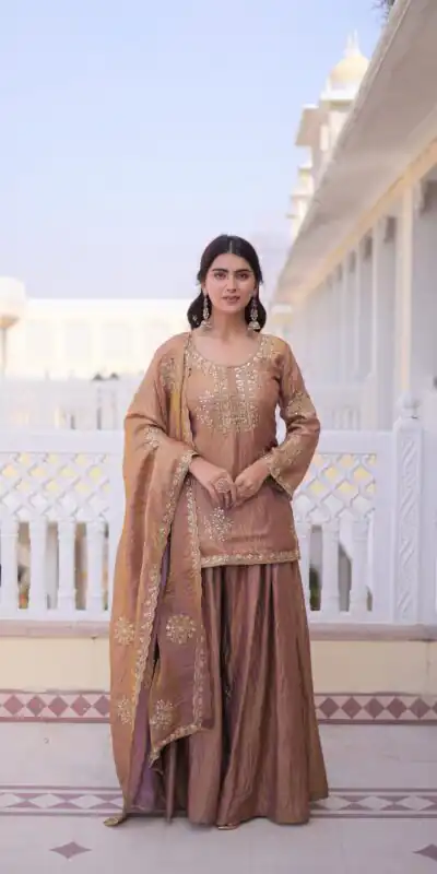 Brown Fendi Crush Zari Embroidery Work Salwar Suit | Jump Suits, Salwar suit, Casual Suits, Creative suits, Designer Suits, Palazzo Suits, Party Wear Suits, Patiala Suits, Straight Suits