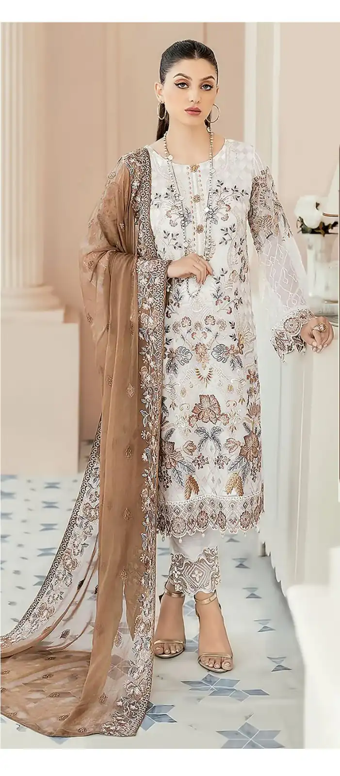 Brown Georgette With Embroidery Work Salwar Suit | Jump Suits, Salwar suit, Casual Suits, Creative suits, Designer Suits, Palazzo Suits, Party Wear Suits, Patiala Suits, Straight Suits