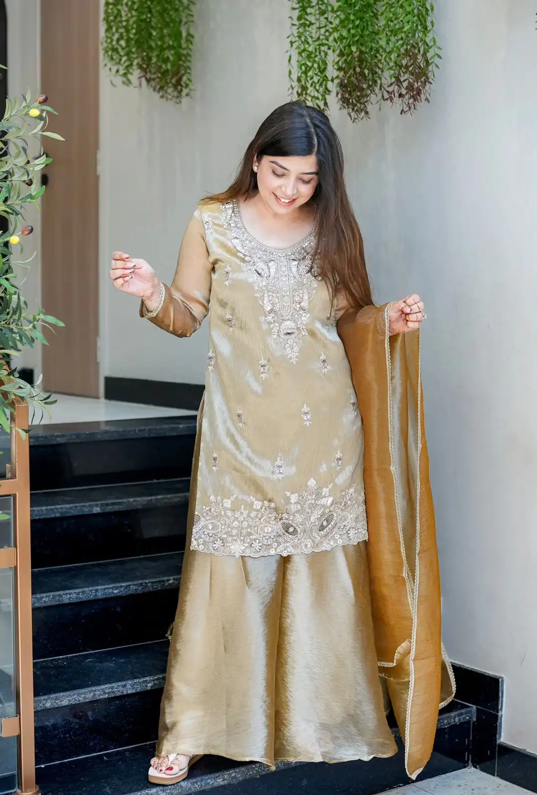 Brown Jimmy Choo Embroidery Lace Work Salwar Suit | Jump Suits, Salwar suit, Casual Suits, Creative suits, Designer Suits, Palazzo Suits, Party Wear Suits, Patiala Suits, Straight Suits