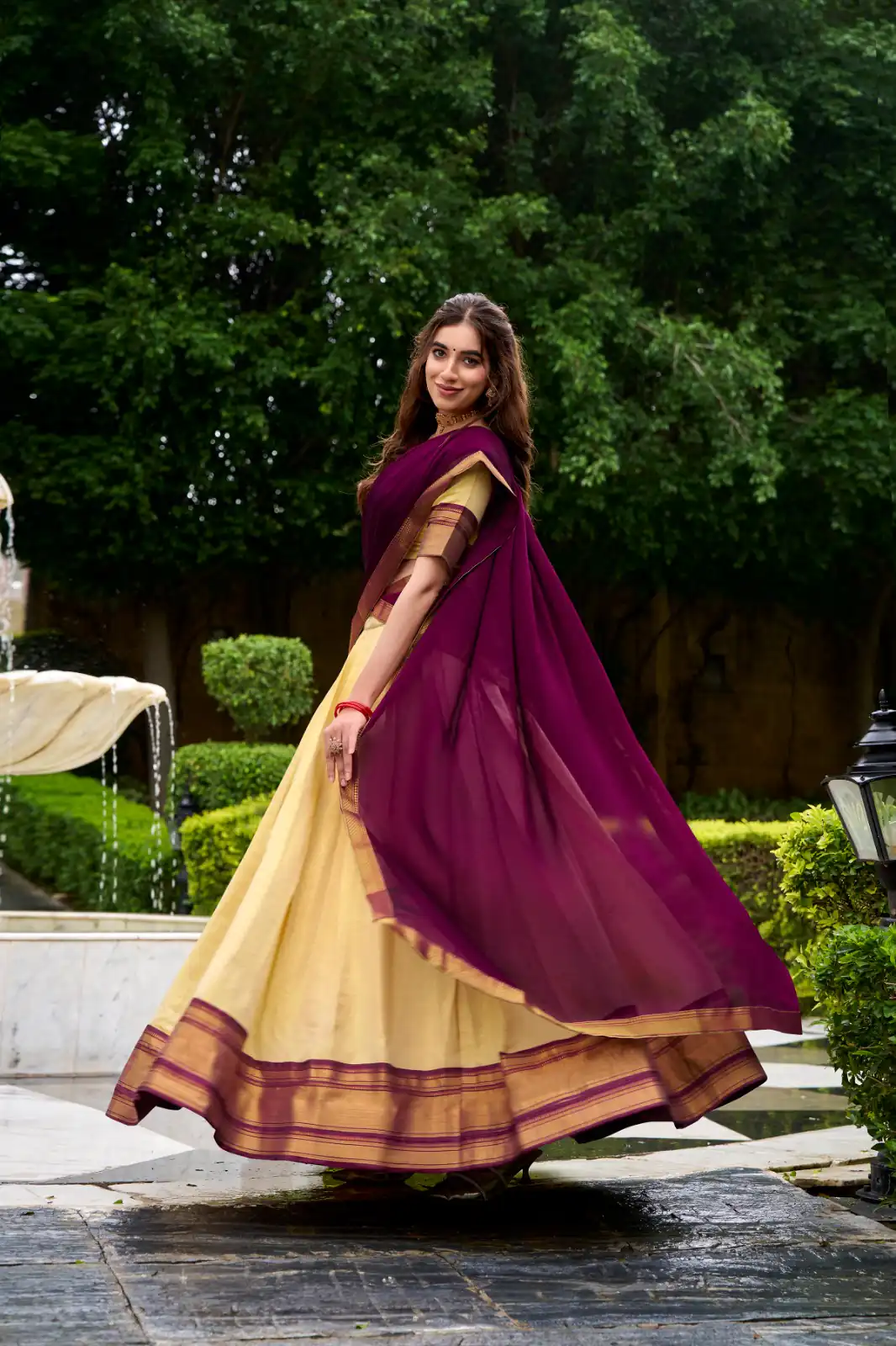 Brown Kanchipuram Zari Lace Work Lehenga Choli | Lehenga, Bollywood Lehenga, Creative Lehenga, Designer Lehenga, Embroidered Lehenga, Party Wear Lehenga