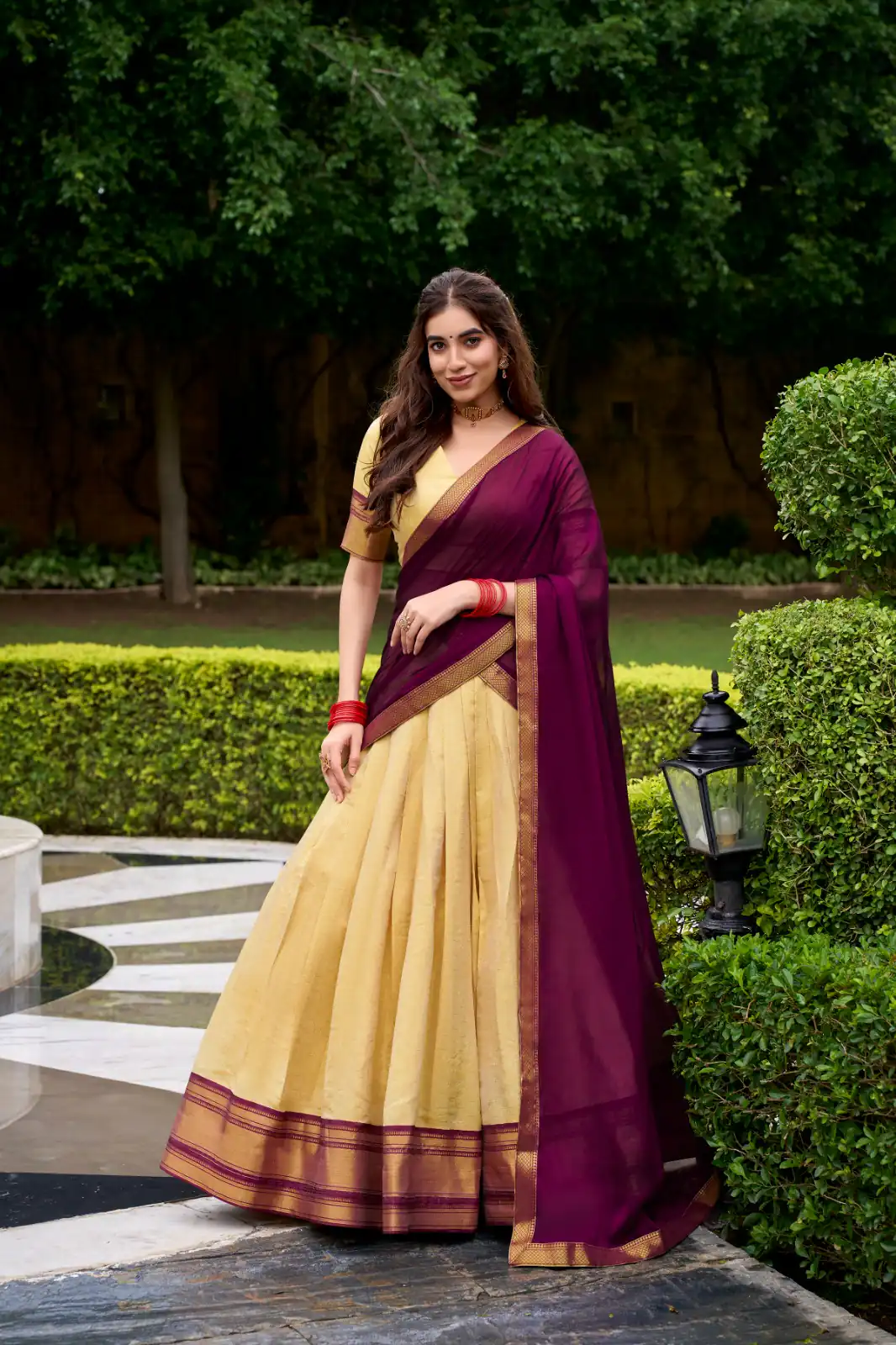 Brown Kanchipuram Zari Lace Work Lehenga Choli | Lehenga, Bollywood Lehenga, Creative Lehenga, Designer Lehenga, Embroidered Lehenga, Party Wear Lehenga