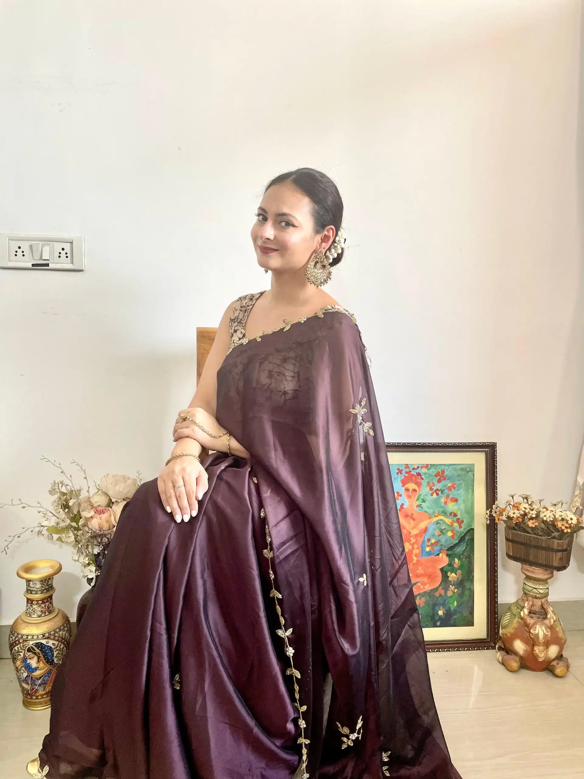 Brown Rangoli Silk Handwork Cutwork Pearl Saree | Sarees, Bollywood Sarees, Creative Sarees, Designer Sarees, Embroidered Sarees, Ethnic Saree, Modern Digital sarees, Party Wear Sarees