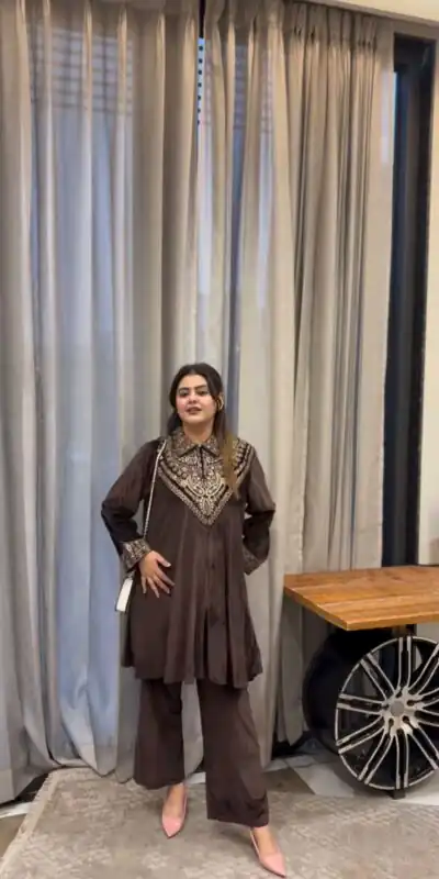Brown Velvet Sequence Work Salwar Suit | Jump Suits, Salwar suit, Casual Suits, Creative suits, Designer Suits, Palazzo Suits, Party Wear Suits, Patiala Suits, Straight Suits