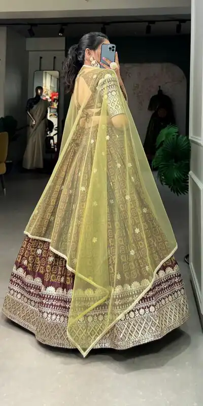 Burgundy Chinon Digital Printed Embroidery Lehenga Choli | Lehenga, Bollywood Lehenga, Creative Lehenga, Designer Lehenga, Embroidered Lehenga, Party Wear Lehenga