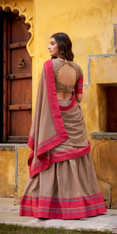 Chiku Chanderi Embroidery Work Lehenga Choli | Lehenga, Bollywood Lehenga, Creative Lehenga, Designer Lehenga, Embroidered Lehenga, Party Wear Lehenga
