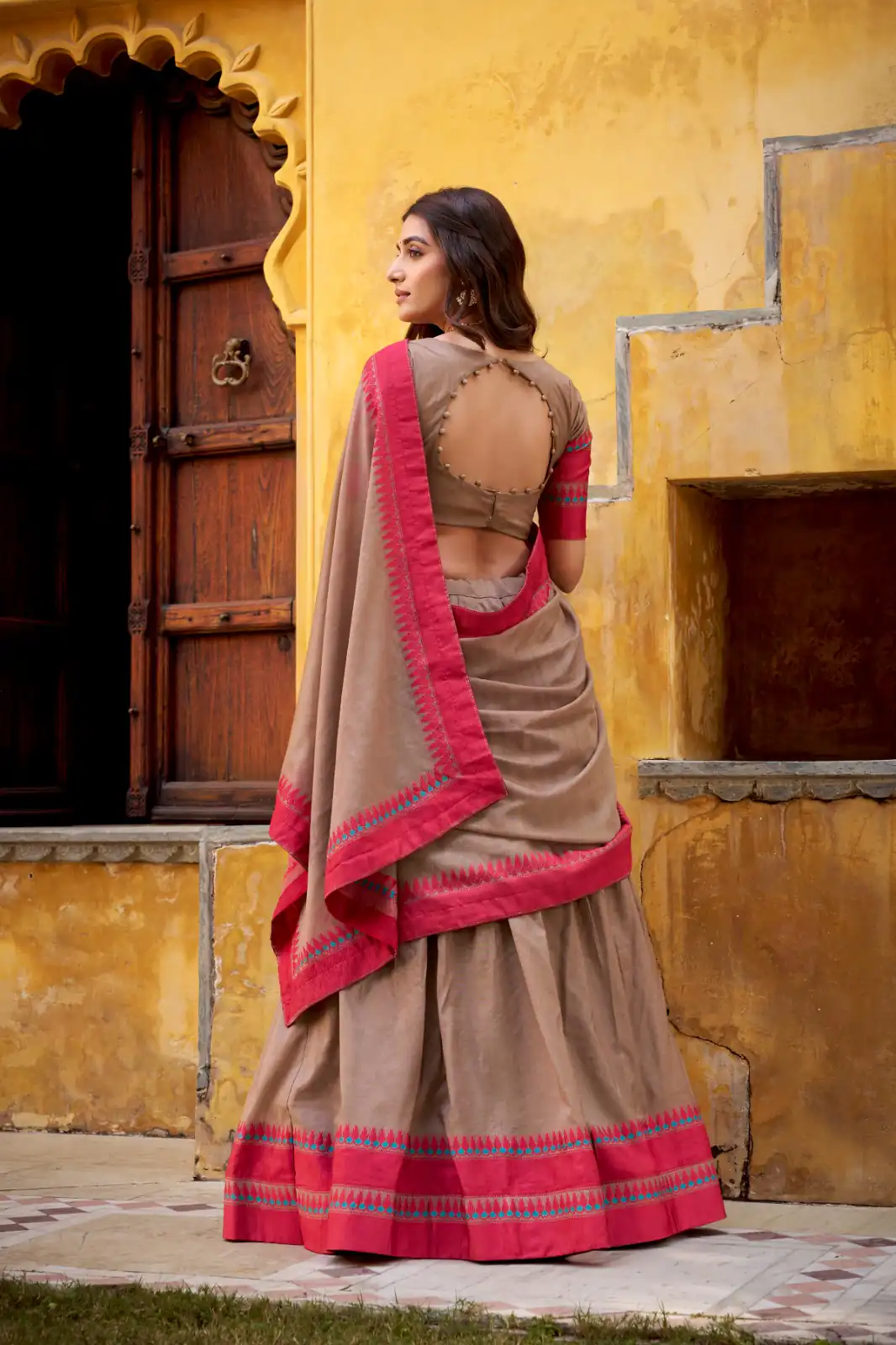 Chiku Chanderi Embroidery Work Lehenga Choli | Lehenga, Bollywood Lehenga, Creative Lehenga, Designer Lehenga, Embroidered Lehenga, Party Wear Lehenga