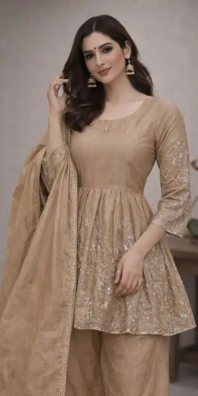 Chiku Chinon Silk Embroidery Work Salwar Suit | Jump Suits, Salwar suit, Casual Suits, Creative suits, Designer Suits, Palazzo Suits, Party Wear Suits, Patiala Suits, Straight Suits