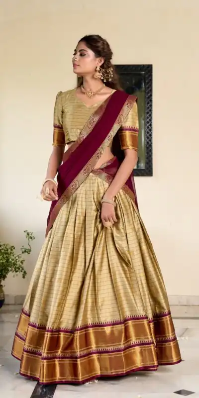 Chiku Cotton Silk Weaving Paithani Lehenga Choli | Lehenga, Bollywood Lehenga, Creative Lehenga, Designer Lehenga, Embroidered Lehenga, Party Wear Lehenga