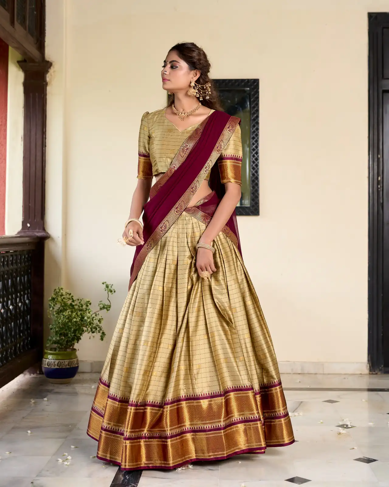 Chiku Cotton Silk Weaving Paithani Lehenga Choli | Lehenga, Bollywood Lehenga, Creative Lehenga, Designer Lehenga, Embroidered Lehenga, Party Wear Lehenga