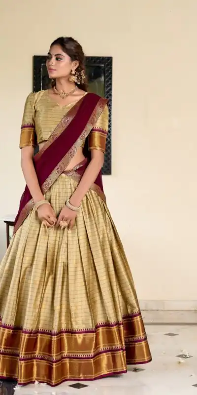 Chiku Cotton Silk Weaving Paithani Lehenga Choli | Lehenga, Bollywood Lehenga, Creative Lehenga, Designer Lehenga, Embroidered Lehenga, Party Wear Lehenga