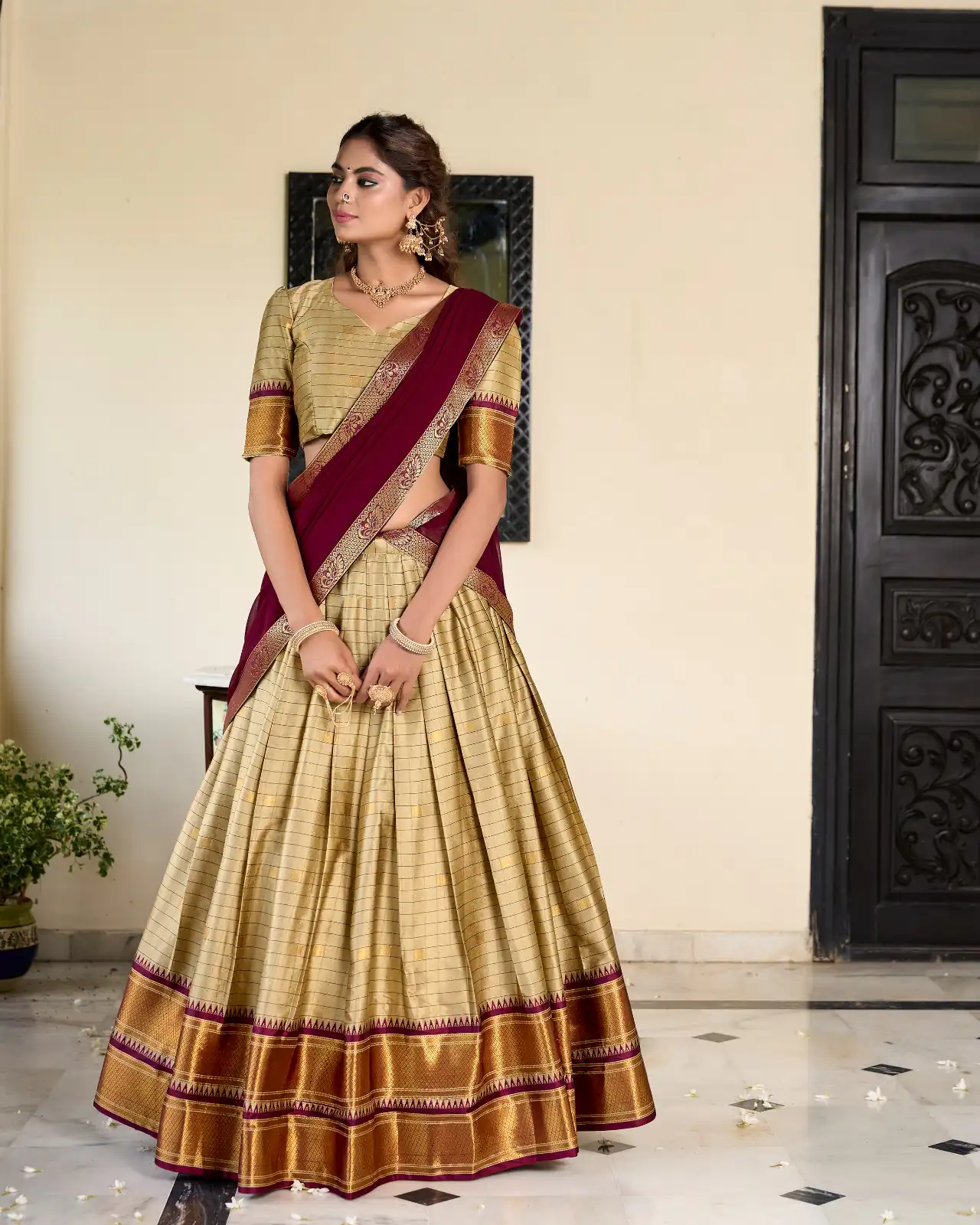 Chiku Cotton Silk Weaving Paithani Lehenga Choli | Lehenga, Bollywood Lehenga, Creative Lehenga, Designer Lehenga, Embroidered Lehenga, Party Wear Lehenga