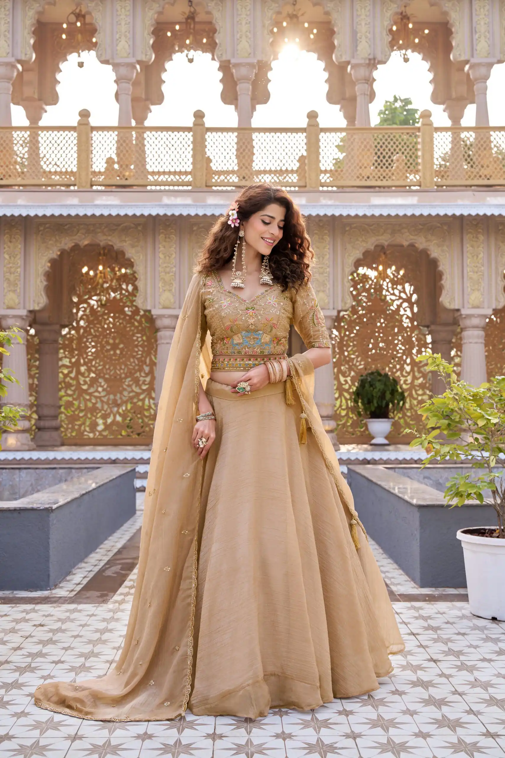 Chiku Crunchy Embroidery Work Lehenga Choli | Lehenga, Bollywood Lehenga, Creative Lehenga, Designer Lehenga, Embroidered Lehenga, Party Wear Lehenga