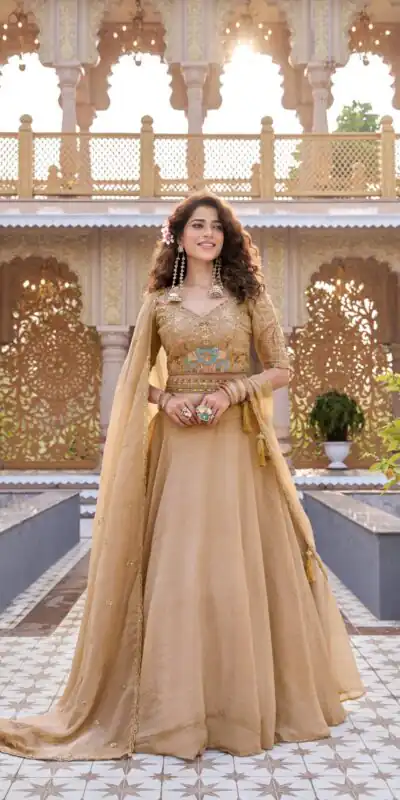 Chiku Crunchy Embroidery Work Lehenga Choli | Lehenga, Bollywood Lehenga, Creative Lehenga, Designer Lehenga, Embroidered Lehenga, Party Wear Lehenga