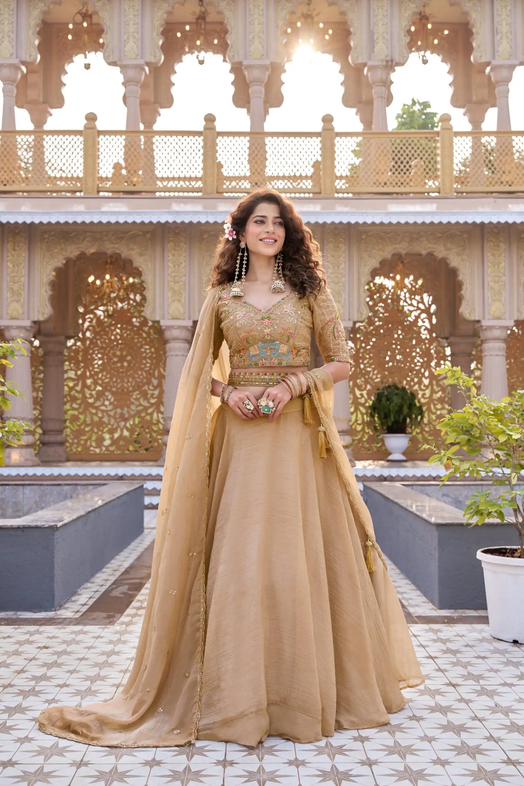 Chiku Crunchy Embroidery Work Lehenga Choli | Lehenga, Bollywood Lehenga, Creative Lehenga, Designer Lehenga, Embroidered Lehenga, Party Wear Lehenga