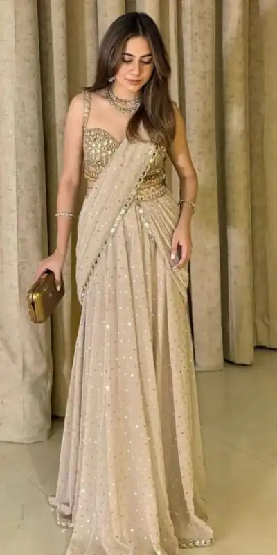 Chiku Faux Georgette Thread Work Lehenga Choli | Lehenga, Bollywood Lehenga, Creative Lehenga, Designer Lehenga, Embroidered Lehenga, Party Wear Lehenga