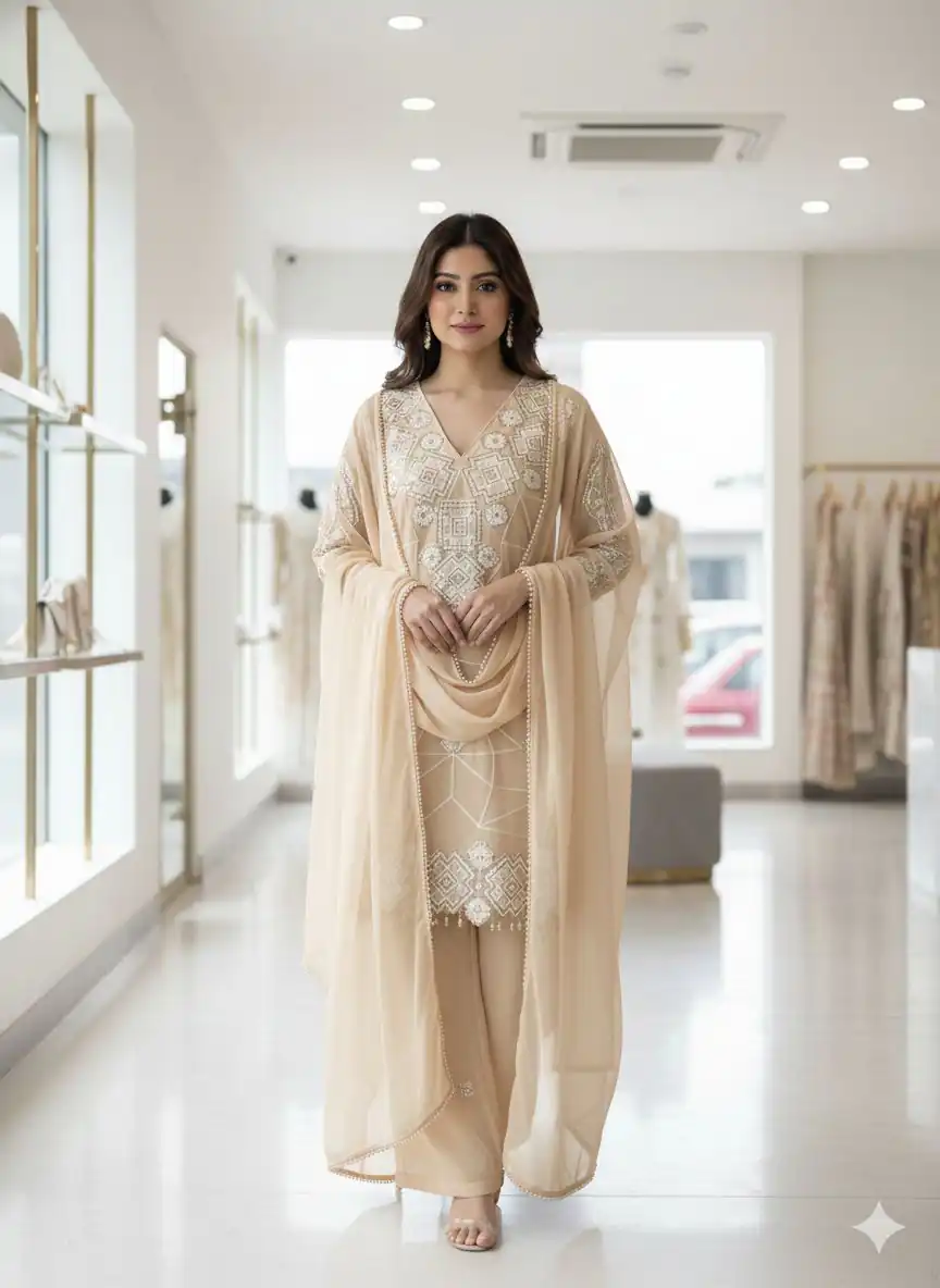 Chiku Georgette Sequins Work Salwar Suit | Jump Suits, Salwar suit, Casual Suits, Creative suits, Designer Suits, Palazzo Suits, Party Wear Suits, Patiala Suits, Straight Suits