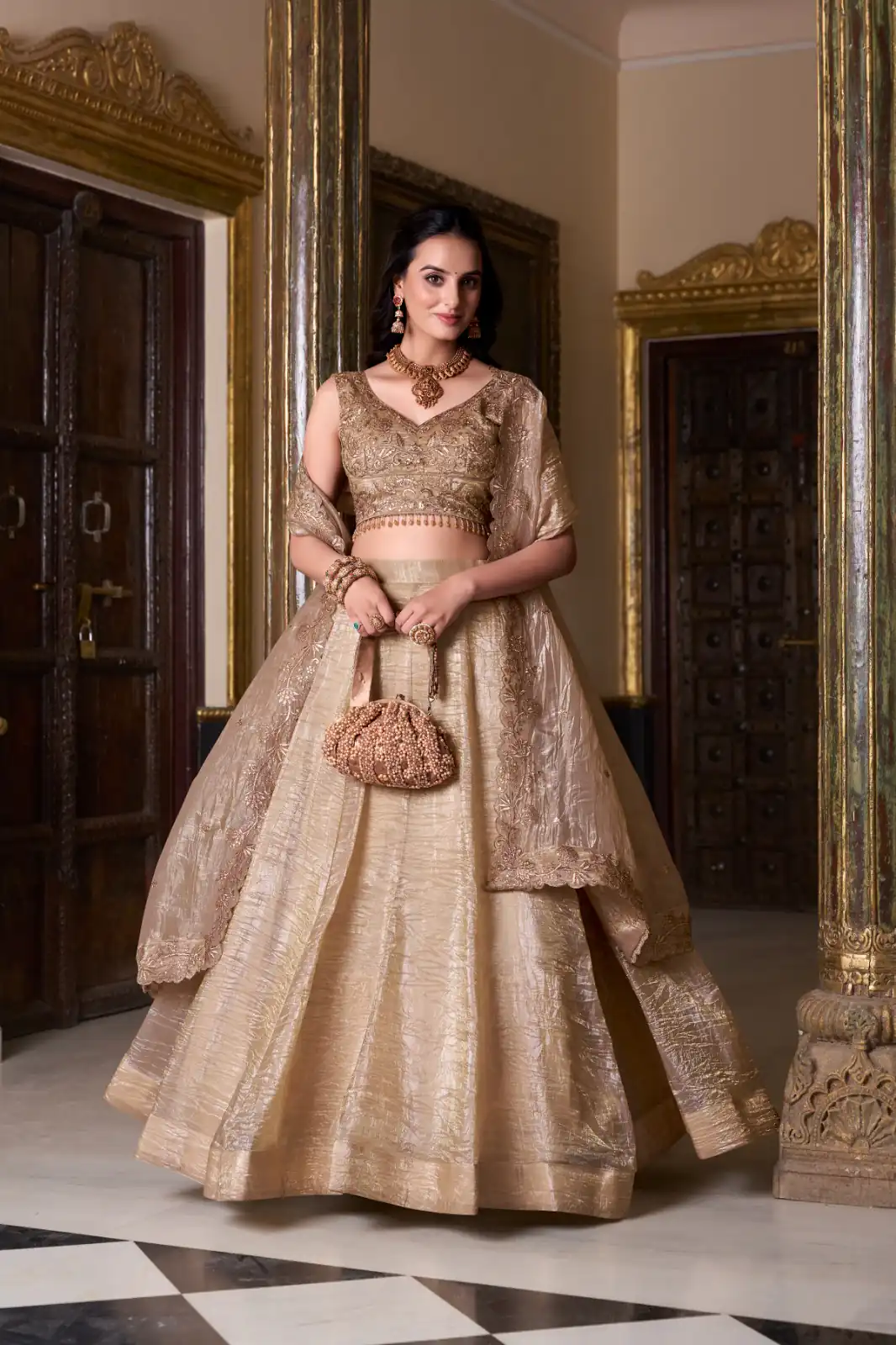 Chiku Gold Crush Plain Lehenga Choli | Lehenga, Bollywood Lehenga, Creative Lehenga, Designer Lehenga, Embroidered Lehenga, Party Wear Lehenga