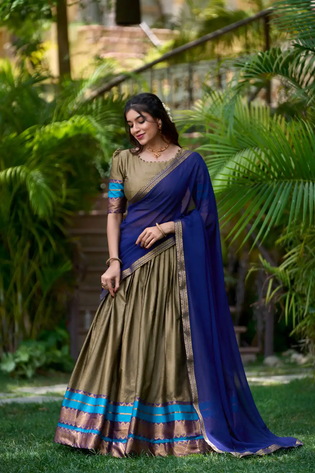 Chiku Poly Cotton Lace Work Zari Lehenga Choli | Lehenga, Bollywood Lehenga, Creative Lehenga, Designer Lehenga, Embroidered Lehenga, Party Wear Lehenga