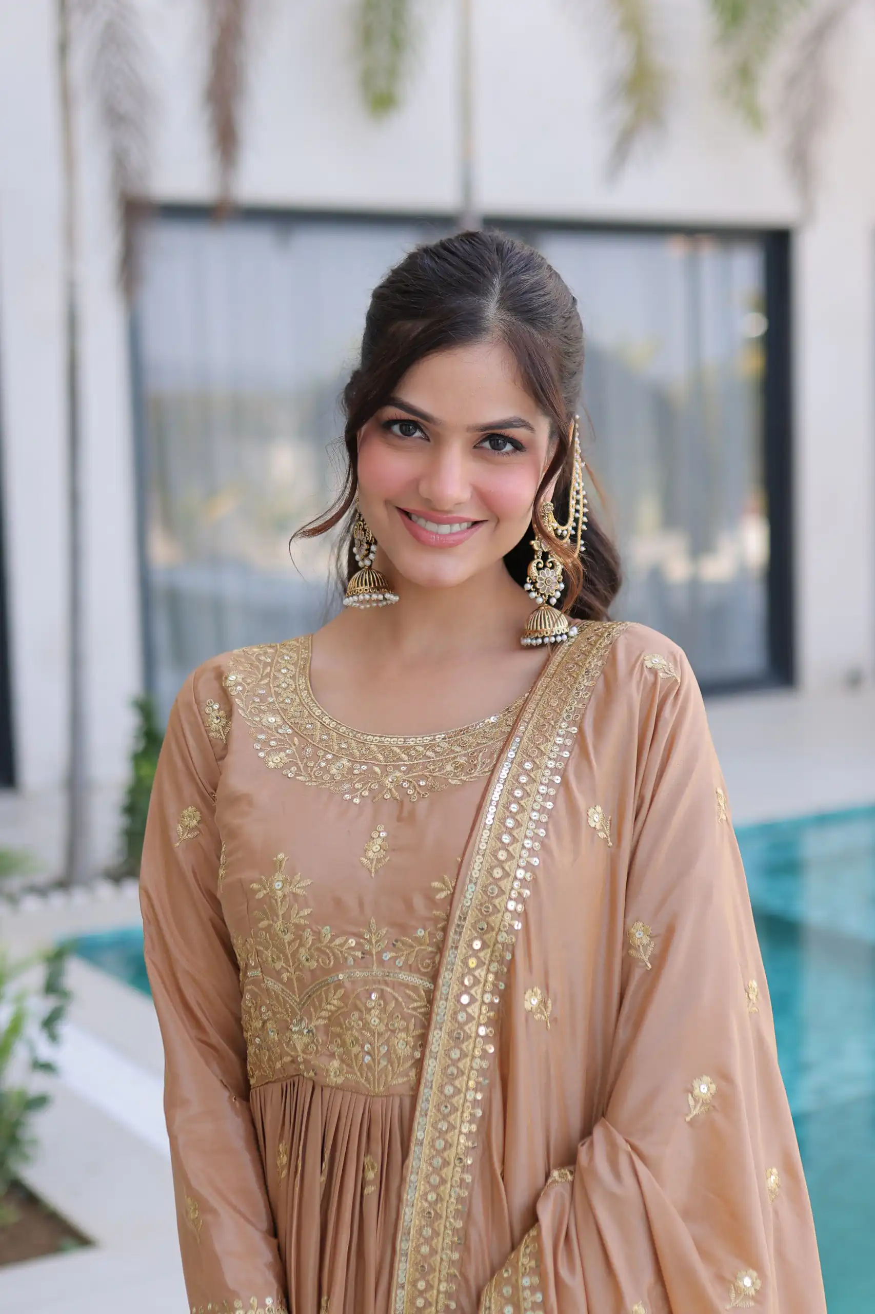 Chiku Super Silk Sequins Embroidery Work Salwar Suit | Jump Suits, Salwar suit, Casual Suits, Creative suits, Designer Suits, Palazzo Suits, Party Wear Suits, Patiala Suits, Straight Suits