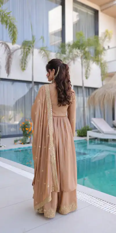 Chiku Super Silk Sequins Embroidery Work Salwar Suit | Jump Suits, Salwar suit, Casual Suits, Creative suits, Designer Suits, Palazzo Suits, Party Wear Suits, Patiala Suits, Straight Suits