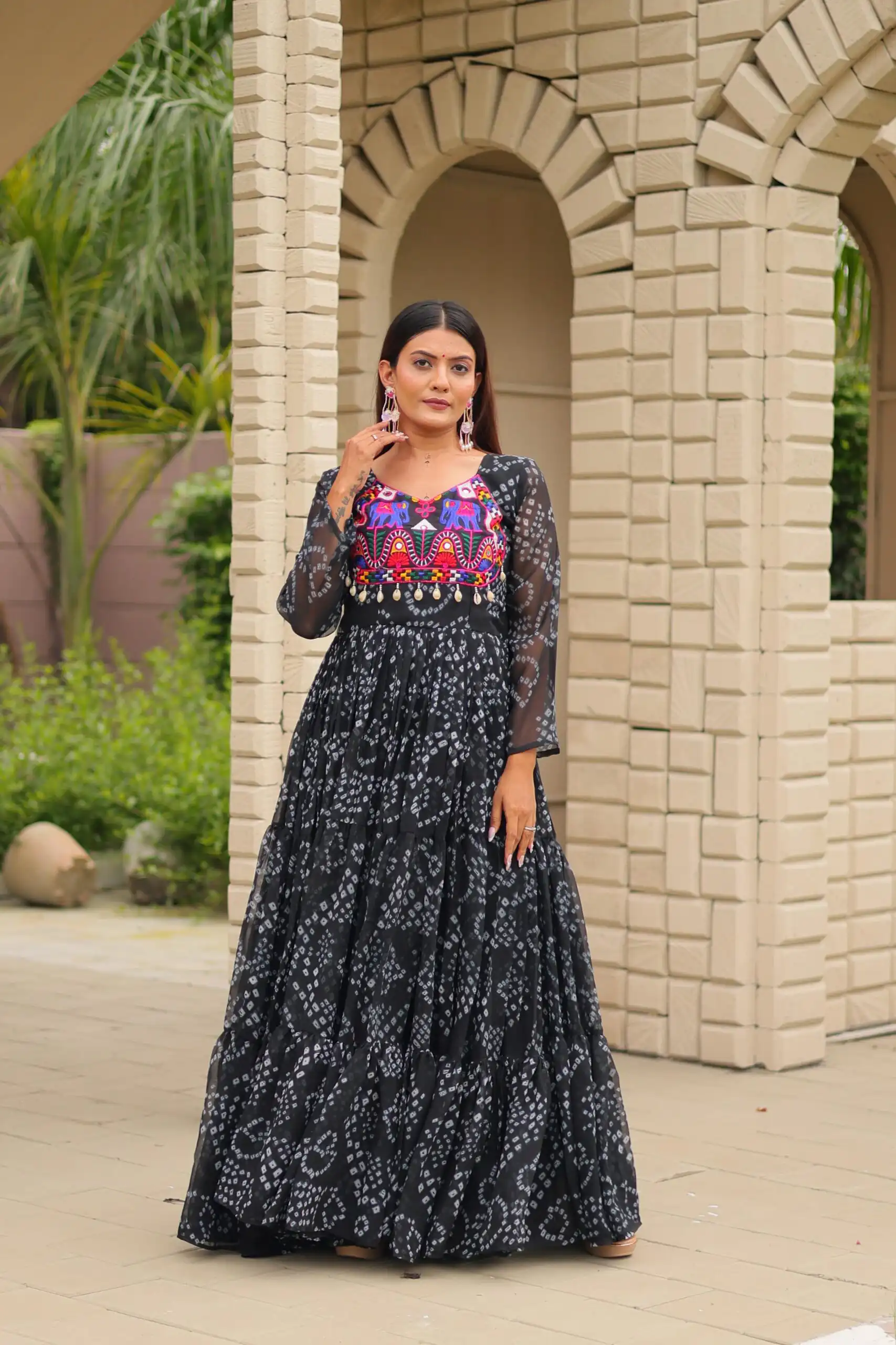 Ram 122 Black in Faux Georgette. Embroidery Work & Mirror Work Gown Festive Deal ₹1949. Delivery 4-6 Working Days. Shop now. | Gowns, Bollywood Gowns, Creative Gowns, Designer Gowns, Embroidered Gowns, Party Wear Gowns