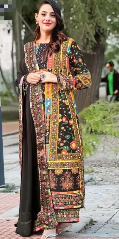 Classic Black Georgette Mirror Digital Print Salwar Suit | Jump Suits, Salwar suit, Casual Suits, Creative suits, Designer Suits, Palazzo Suits, Party Wear Suits, Patiala Suits, Straight Suits