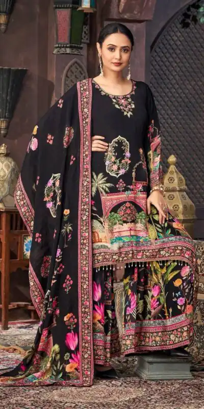 Classic Black Georgette Mirror Work Salwar Suit | Jump Suits, Salwar suit, Casual Suits, Creative suits, Designer Suits, Palazzo Suits, Party Wear Suits, Patiala Suits, Straight Suits