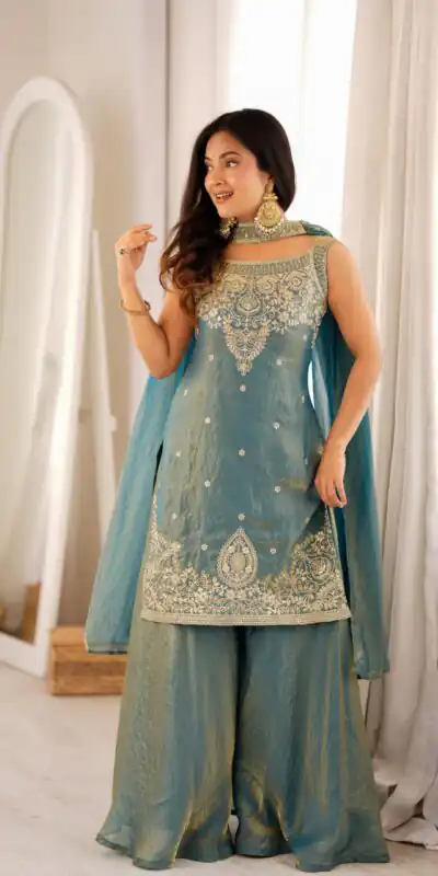 KB 306 Blue Fendy Silk Salwar Suit with Mirror Work & Embroidery Work. Best Price ₹1999. Delivery 4-6 Working Days. Shop now. | Jump Suits, Salwar suit, Casual Suits, Creative suits, Designer Suits, Palazzo Suits, Party Wear Suits, Patiala Suits, Straight Suits