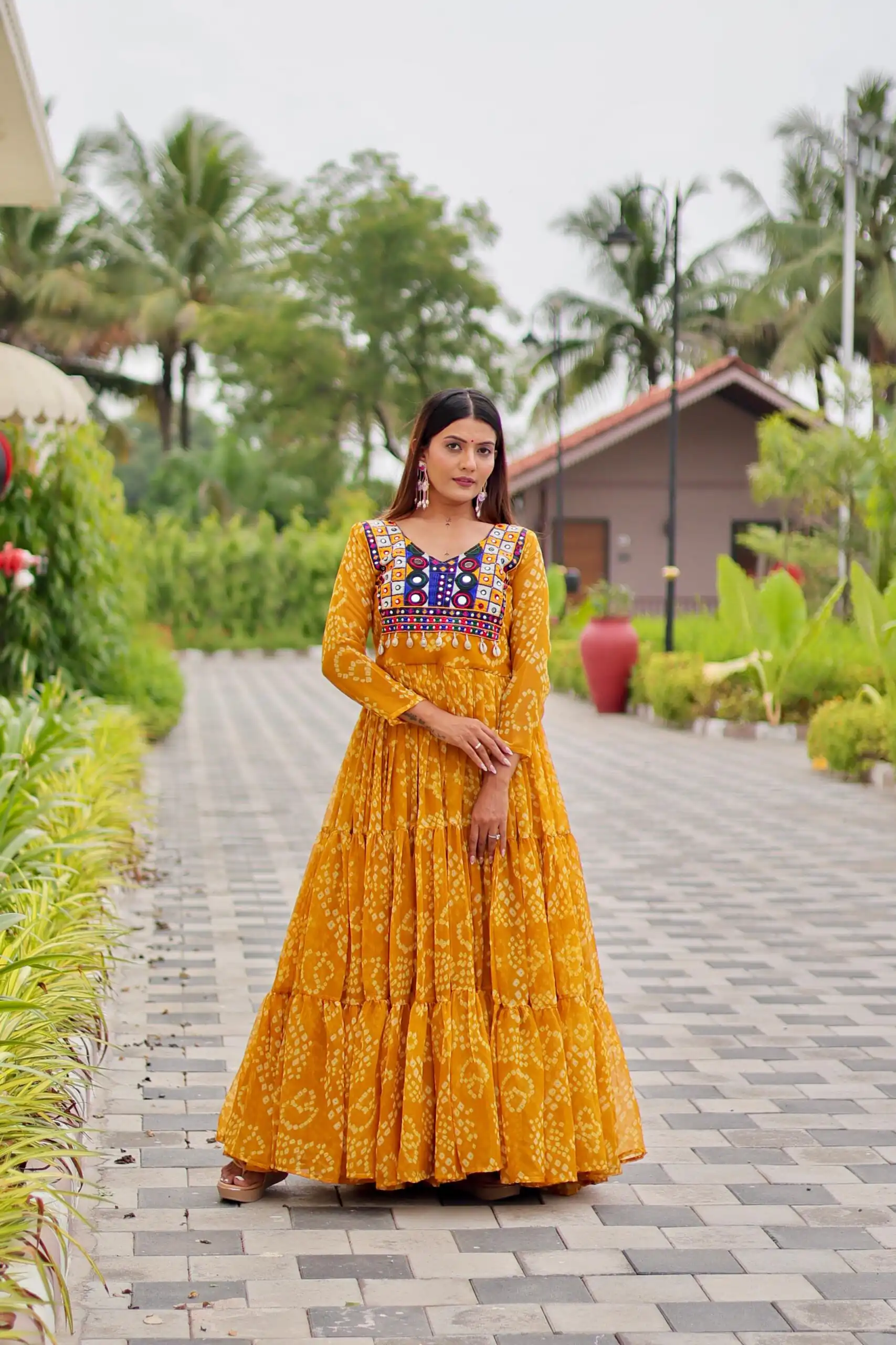 Ram 122 Mustard in Foux Georgette. Embroidery Work & Mirror Work Gown Festive Deal ₹1949. Delivery 4-6 Working Days. Shop now. | Gowns, Bollywood Gowns, Creative Gowns, Designer Gowns, Embroidered Gowns, Party Wear Gowns