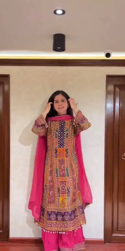 Classic Pink Georgette Mirror Digital Print Salwar Suit | Jump Suits, Salwar suit, Casual Suits, Creative suits, Designer Suits, Palazzo Suits, Party Wear Suits, Patiala Suits, Straight Suits