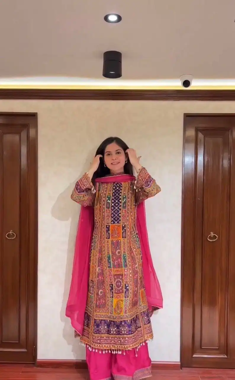 Classic Pink Georgette Mirror Digital Print Salwar Suit | Jump Suits, Salwar suit, Casual Suits, Creative suits, Designer Suits, Palazzo Suits, Party Wear Suits, Patiala Suits, Straight Suits