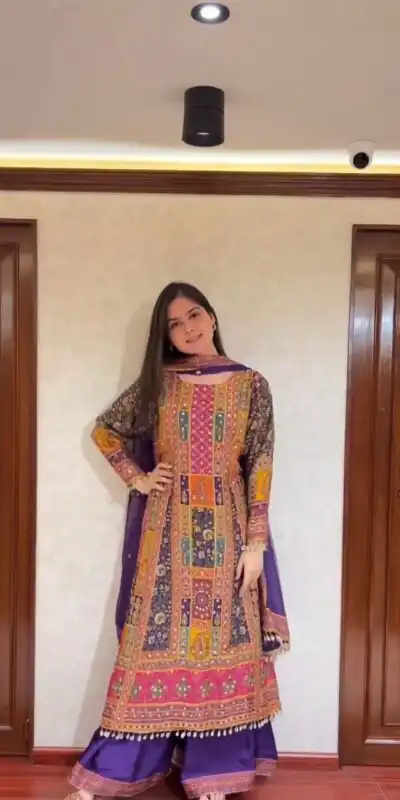 Classic Purple Georgette Mirror Digital Print Salwar Suit | Jump Suits, Salwar suit, Casual Suits, Creative suits, Designer Suits, Palazzo Suits, Party Wear Suits, Patiala Suits, Straight Suits