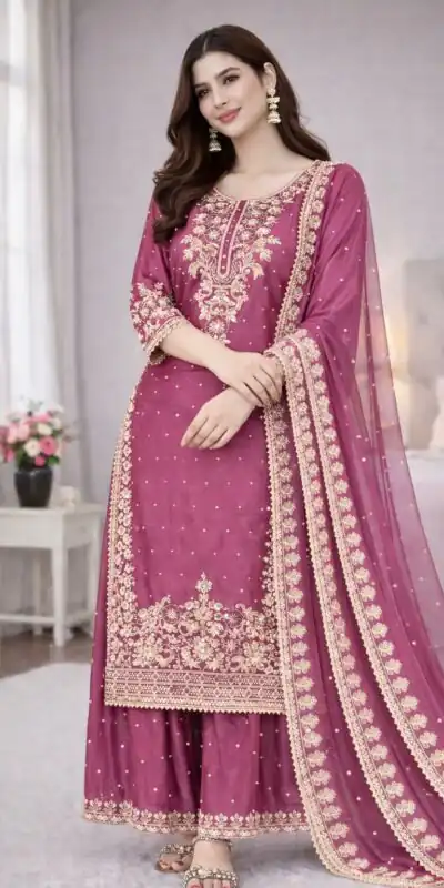 Classic Rani Pink Organza Silk Embroidery Work Salwar Suit | Jump Suits, Salwar suit, Casual Suits, Creative suits, Designer Suits, Palazzo Suits, Party Wear Suits, Patiala Suits, Straight Suits