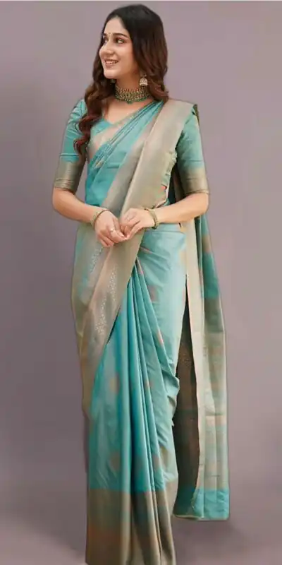 Classic Sky Blue Lichi Silk Jacquard Work Saree | Sarees, Bollywood Sarees, Creative Sarees, Designer Sarees, Embroidered Sarees, Ethnic Saree, Modern Digital sarees, Party Wear Sarees