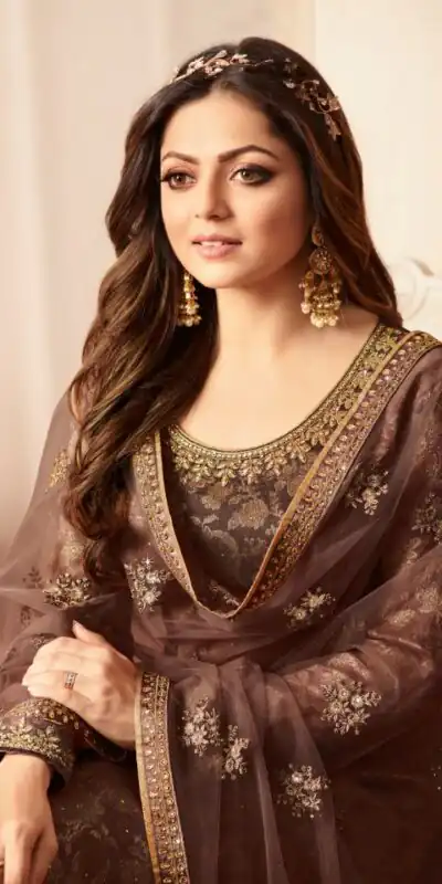 Coffee Jacquard Silk Georgette Diamond Sharara Suit | Jump Suits, Salwar suit, Casual Suits, Creative suits, Designer Suits, Palazzo Suits, Party Wear Suits, Patiala Suits, Straight Suits